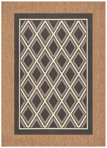 Black 6 ft. x 9 ft. Indoor/Outdoor Trellis Layering Area Rug