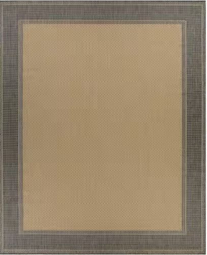 Black/Beige Texture Border 6 ft. x 9 ft. Indoor/Outdoor Area Rug