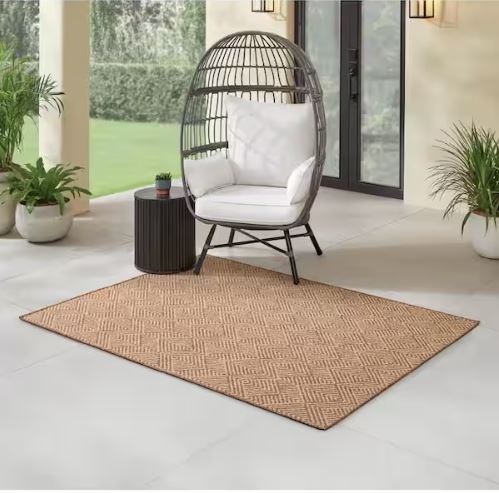 Brown Zig Zag 8 ft. x 10 ft. Indoor/Outdoor Area Rug