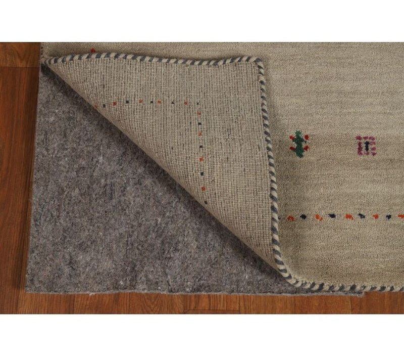 Hand Knotted Oriental 100% Wool Carpet Tribal Animal Pictorial Beige & Ivories Gabbeh Area Rug - 4' 10'' X 2' 9''