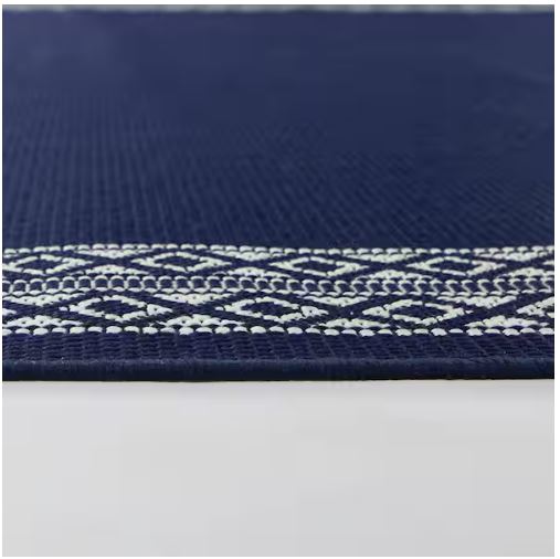 Navy 5 ft. x 7 ft. Diamond Border Indoor/Outdoor Area Rug