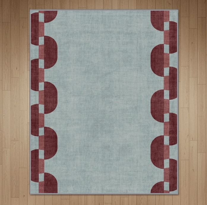 8x10 Modern Geometric Machine Washable Chain Link Blue Indoor Area Rug With Non-Slip Backing