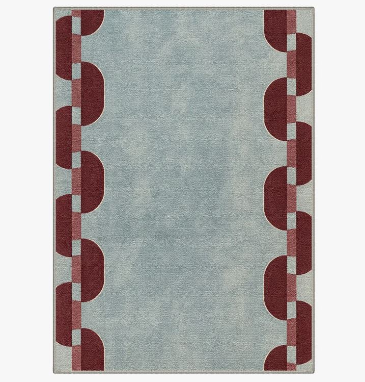 8x10 Modern Geometric Machine Washable Chain Link Blue Indoor Area Rug With Non-Slip Backing