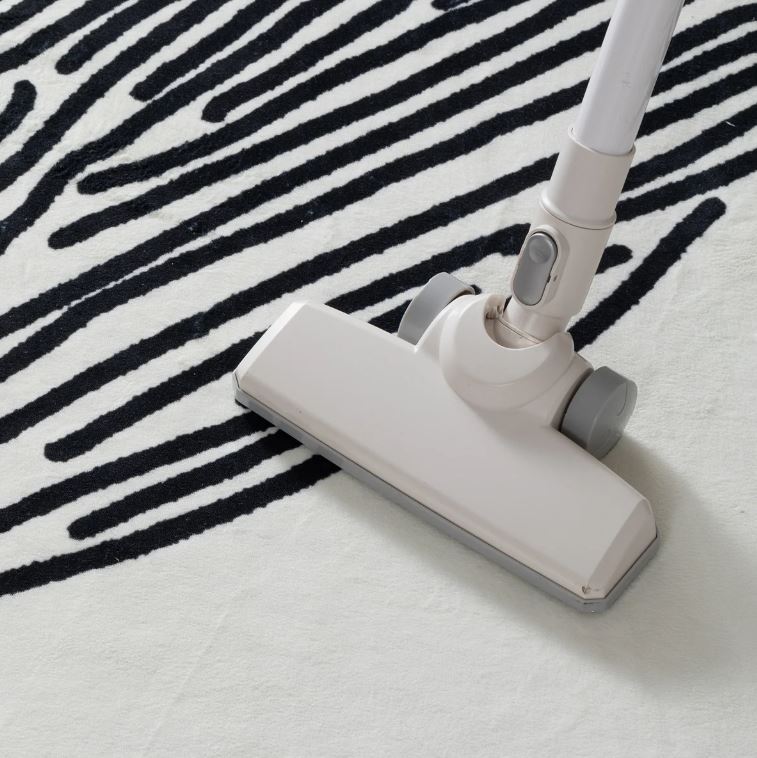 9x12 Modern Abstract Stripes Machine Washable Area Rug in Black & White