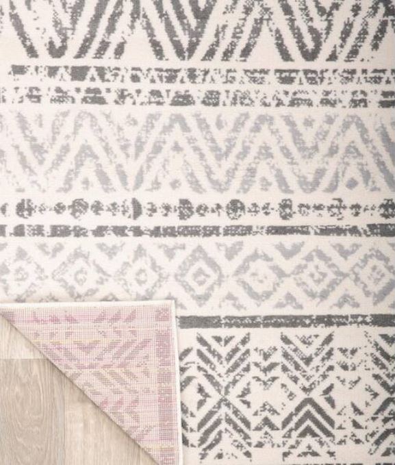Monaco Gray 2 ft. 7 in. x 12 ft. Geometric Bohemian Design Runner Rug