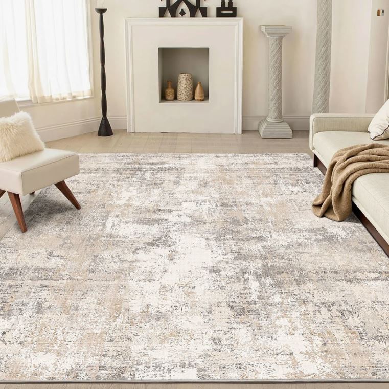 8' x 10' Elroy Modern Abstract Machine Washable Area Rug with Non-Slip Rubber Backing