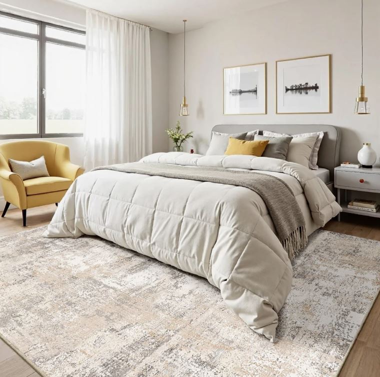 8' x 10' Elroy Modern Abstract Machine Washable Area Rug with Non-Slip Rubber Backing