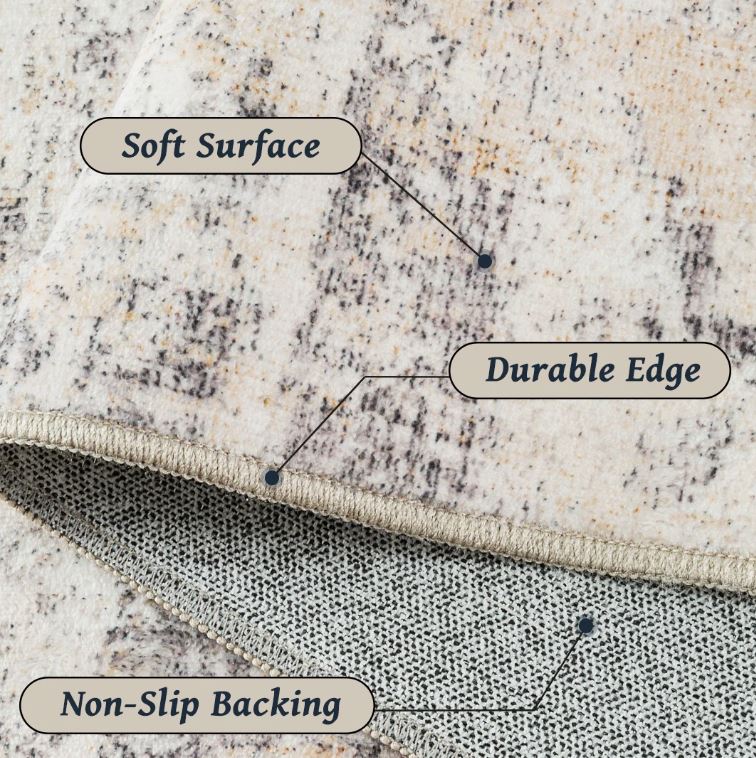 8' x 10' Elroy Modern Abstract Machine Washable Area Rug with Non-Slip Rubber Backing