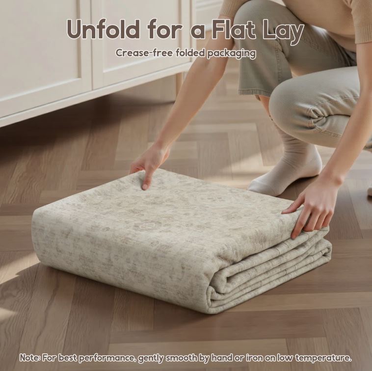 8x10 Beige Vintage-Inspired Washable Non-Slip Area Rug For Living Room, Bedroom