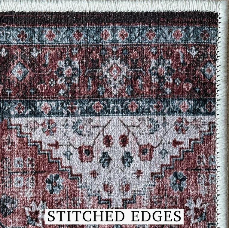Runner 2'1" x 7' Slip Resistant Natural Cotton Distressed Mahal Design Rug Runner by Feet