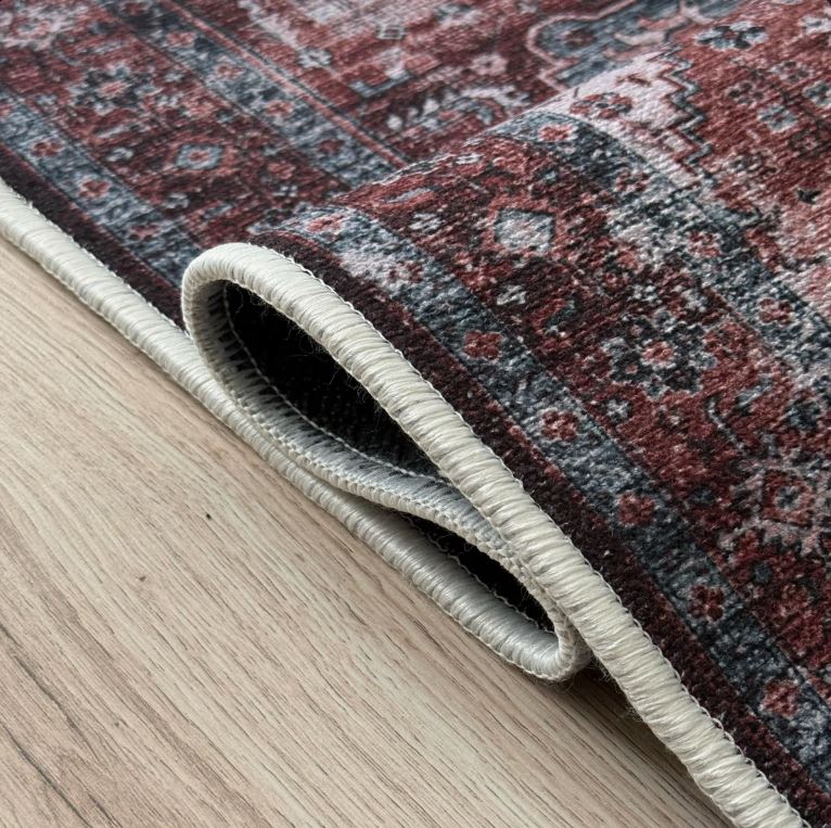 Runner 2'1" x 7' Slip Resistant Natural Cotton Distressed Mahal Design Rug Runner by Feet