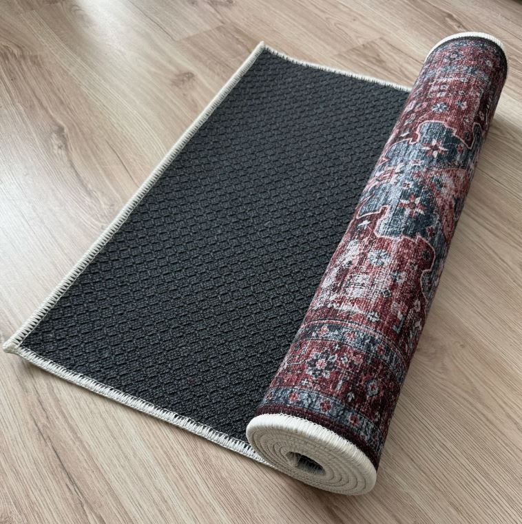 Runner 2'1" x 7' Slip Resistant Natural Cotton Distressed Mahal Design Rug Runner by Feet