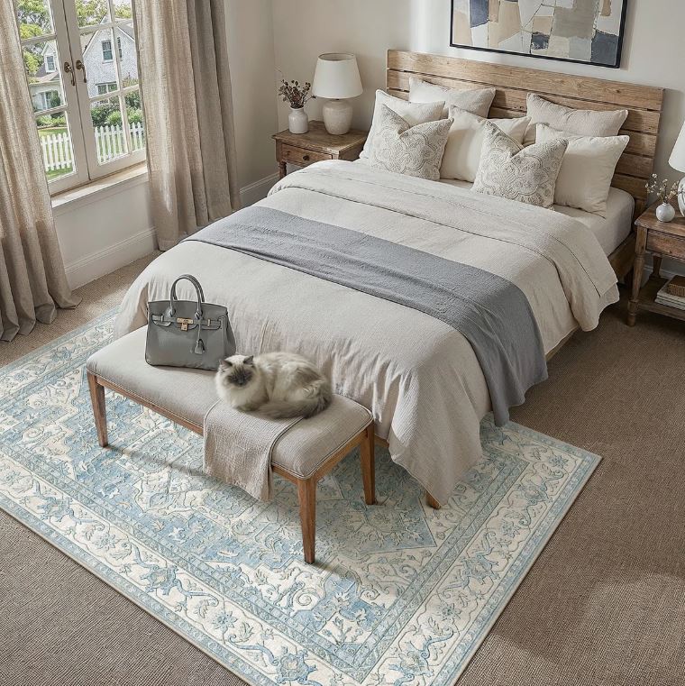 8x10 Emery Traditional Oriental Washable Area Rug With Non-Slip Backing