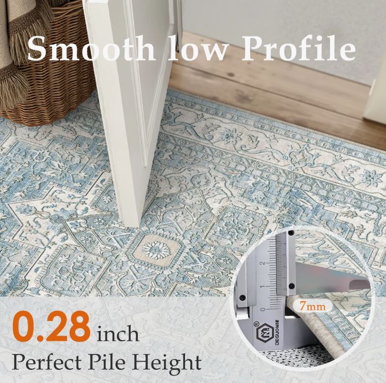 8x10 Emery Traditional Oriental Washable Area Rug With Non-Slip Backing