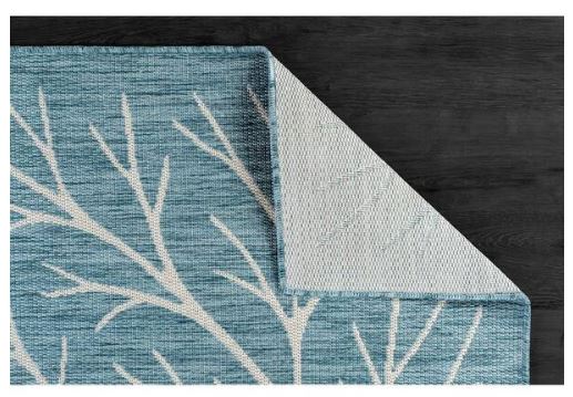 Flora Aqua 8 ft. x 10 ft. Coral Branch Washable Indoor Outdoor Area Rug