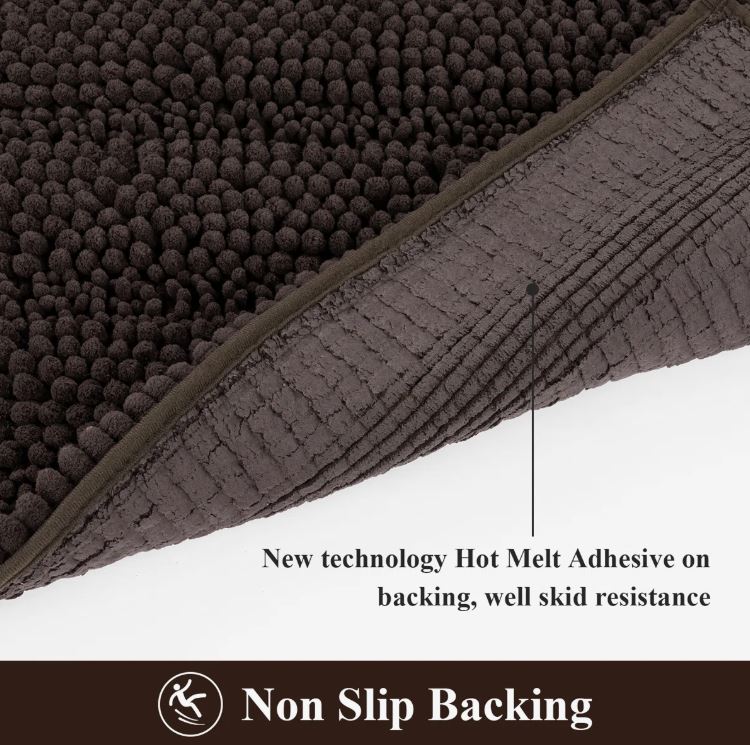 3 Piece Soft Absorbent Bath Rug Set With Non-Slip Backing