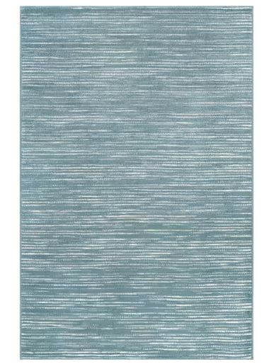 Linea Teal 5 ft. x 7 ft. Rubber Back Washable Modern Striped Indoor Outdoor Patio Area Rug