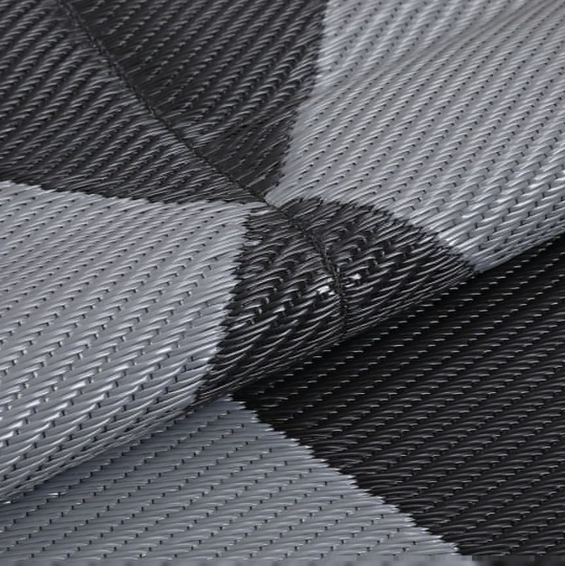 Garvee Outdoor Plastic Straw Rug 8x10 Reversible Waterproof Patio Rug Black/Grey Diamond for Camping, RV, Porch, Balcony, Picnic, Beach