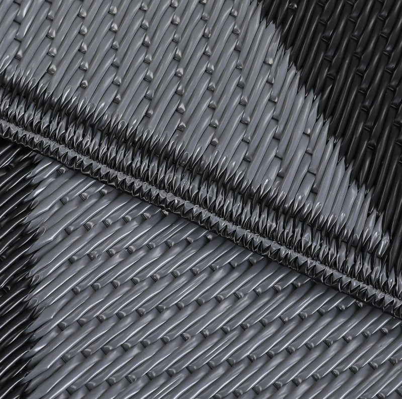 Garvee Outdoor Plastic Straw Rug 8x10 Reversible Waterproof Patio Rug Black/Grey Diamond for Camping, RV, Porch, Balcony, Picnic, Beach