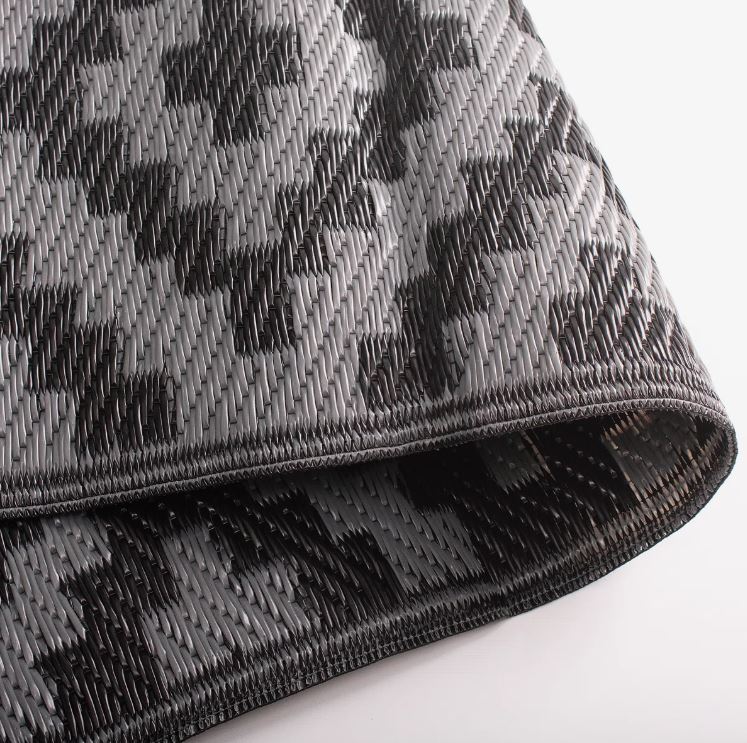 9x12 Black & Grey Geometric Cross Outdoor Rugs for Patio, Porch, or Balcony
