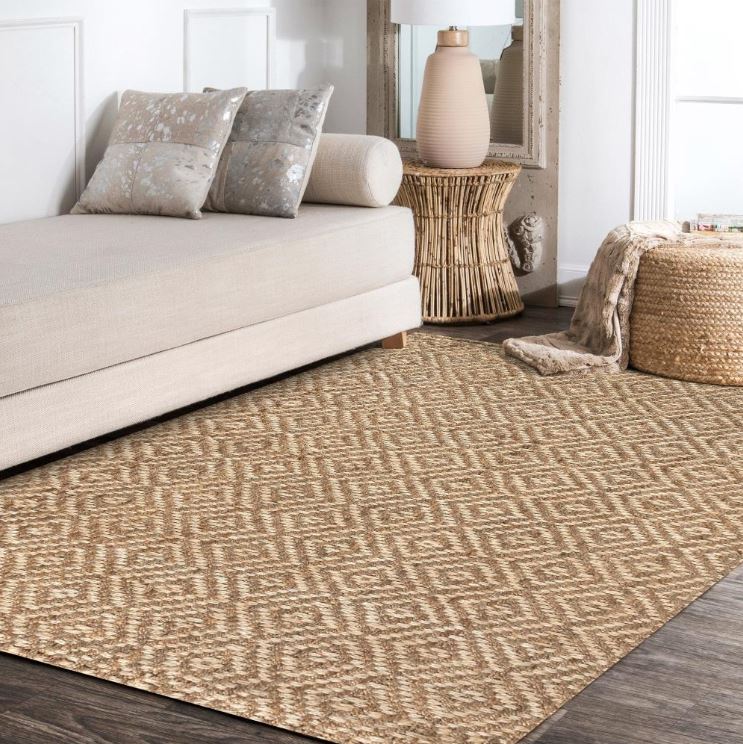 8x10 Hira Hand Woven Diamond Chunky Jute Area Rug