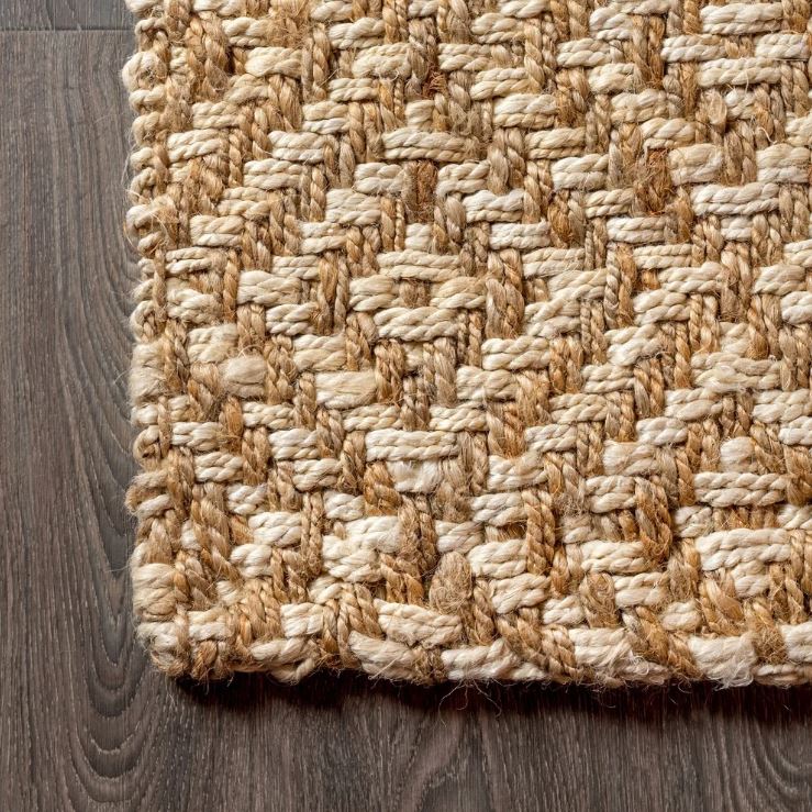 8x10 Hira Hand Woven Diamond Chunky Jute Area Rug