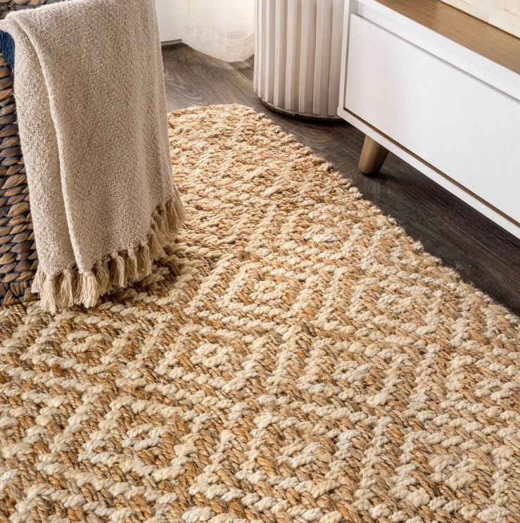 8x10 Hira Hand Woven Diamond Chunky Jute Area Rug