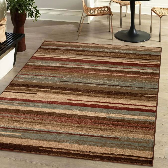 Superior Fulgor Rustic Striped Indoor Area Rug - 7' x 9' - Maroon