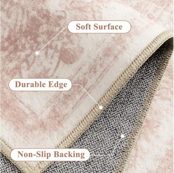 Persia Pink 5 ft. x 7 ft. Vintage Medallion Distressed Area Rug