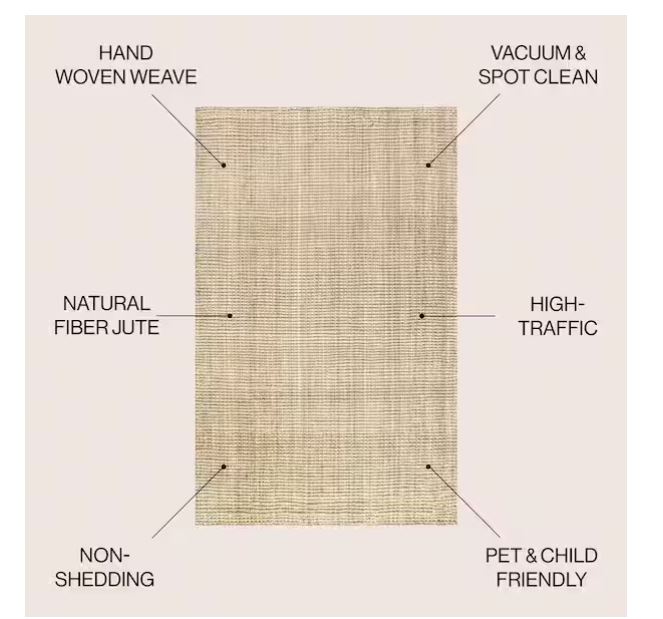 Hiro Hand Woven Chunky Jute Ivory 3 ft. x 5 ft. Area Rug