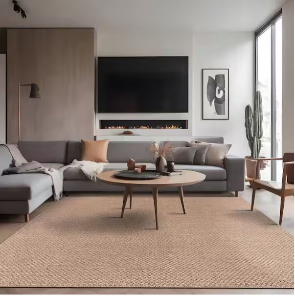 Terra Fiber Easy Jute Natural 6 ft. x 9 ft. Solid Indoor Outdoor Area Rug