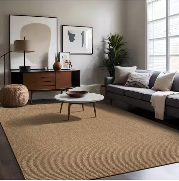 Terra Fiber Easy Jute Natural 6 ft. x 9 ft. Solid Indoor Outdoor Area Rug
