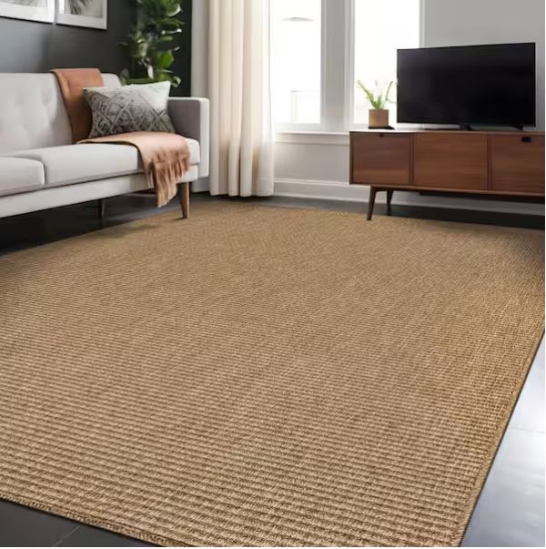 Terra Fiber Easy Jute Natural 6 ft. x 9 ft. Solid Indoor Outdoor Area Rug