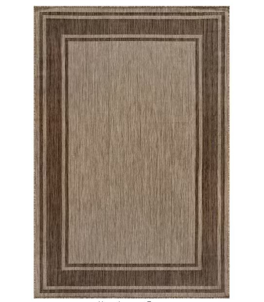Essence Jute 5 x 7 ft. Bordered Easy to Clean Indoor Outdoor Area Rug