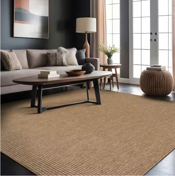 Terra Fiber Easy Jute Natural 6 ft. x 9 ft. Solid Indoor Outdoor Area Rug
