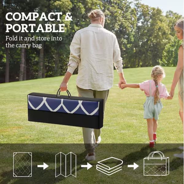 Blue and White Lantern 9 ft. x 18 ft. Waterproof Plastic Straw Floor Mat Large Reversible Outdoor Rug Area Rug