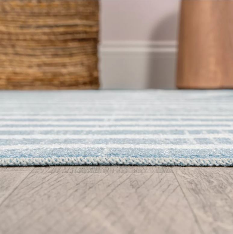 JONATHAN Y Maze Abstract Two-Tone Low-Pile Machine-Washable Blue/Cream 8 ft. x 10 ft. Area Rug, Easy-Clean, Soft, Durable Construction