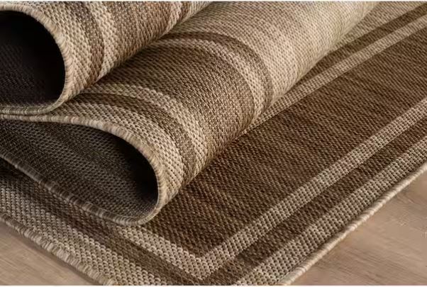 Essence Jute Bordered Easy to Clean Indoor Outdoor 8 ft. x 10 ft. Area Rug