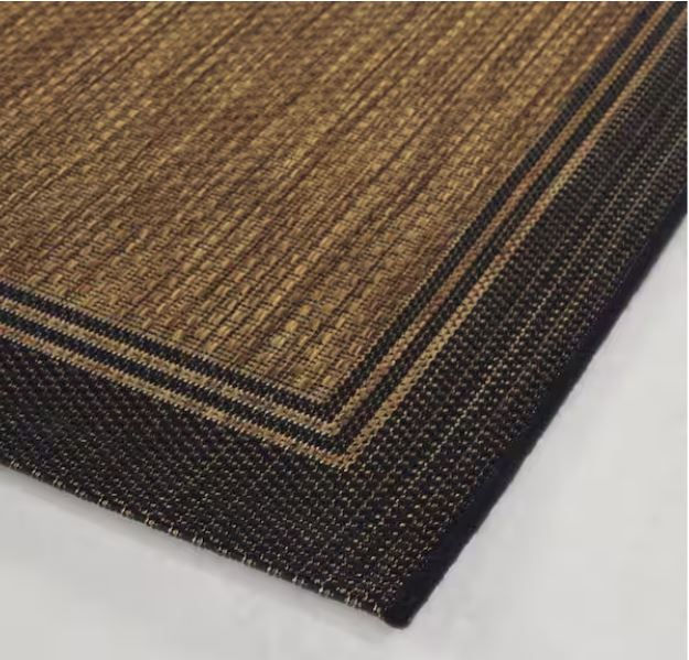 Terrace Black 8 ft. x 10 ft. Border Indoor/Outdoor Area Rug