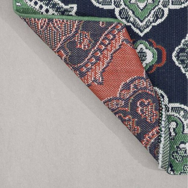 Oak Hill Blue 6.7 ft. x 9 ft. Medallion Indoor/Outdoor Area Rug