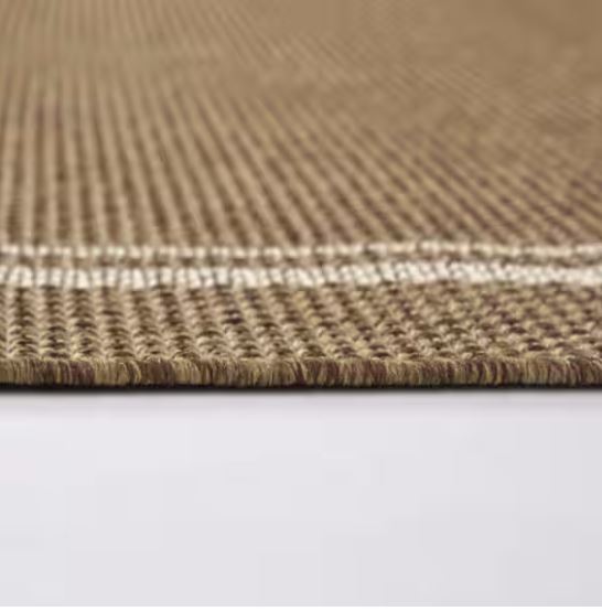 Beige White 5 ft. x 7 ft. Border Indoor/Outdoor Area Rug