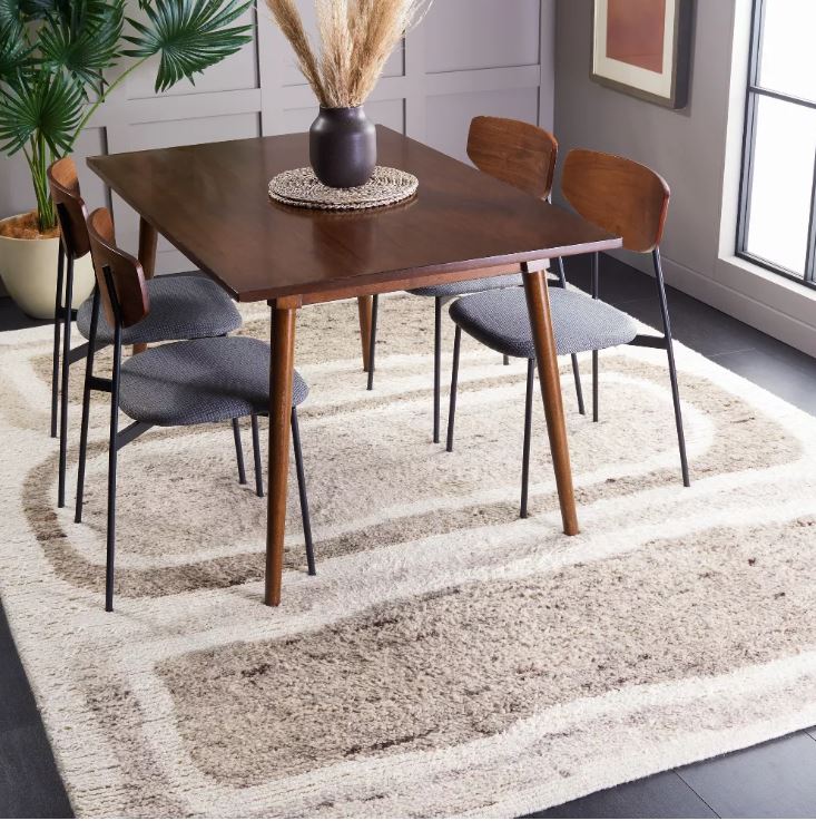 Casablanca CSB549 Hand Knotted Indoor Area Rug - Ivory/Brown - 8'x10' - Safavieh: Wool, Patchwork, Medium Pile