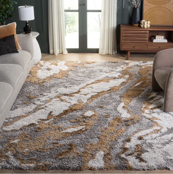 SAFAVIEH Horizon Shag Remona 2.6-inch Thick Rug - 8' x 10' - Grey/Gold