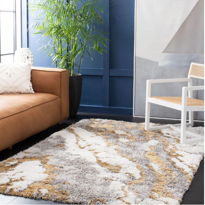 SAFAVIEH Horizon Shag Remona 2.6-inch Thick Rug - 8' x 10' - Grey/Gold