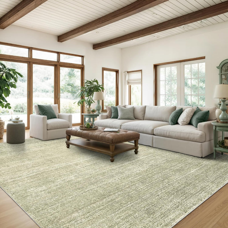 8x10 Area Rugs for Living Room, Large Washable Rug Non Slip Green