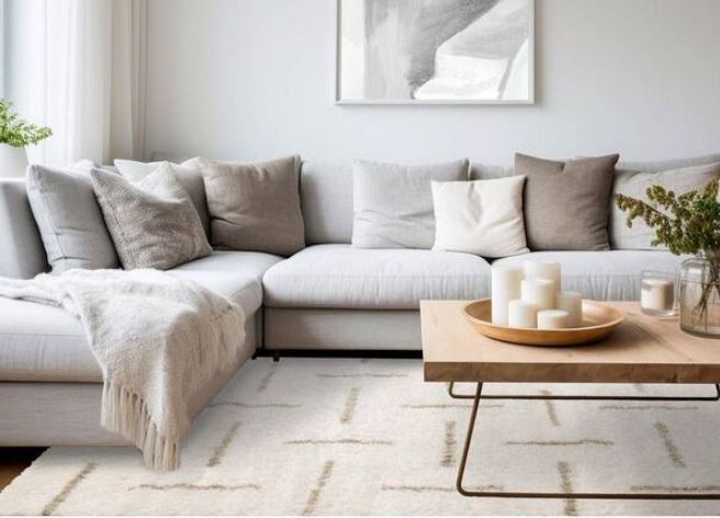 Marakai Collections 8 ft. x 11 ft. Beige Stripes, Tonal/Solid Indoor Area Rug