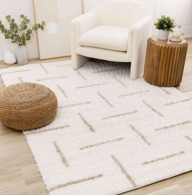 Marakai Collections 8 ft. x 11 ft. Beige Stripes, Tonal/Solid Indoor Area Rug