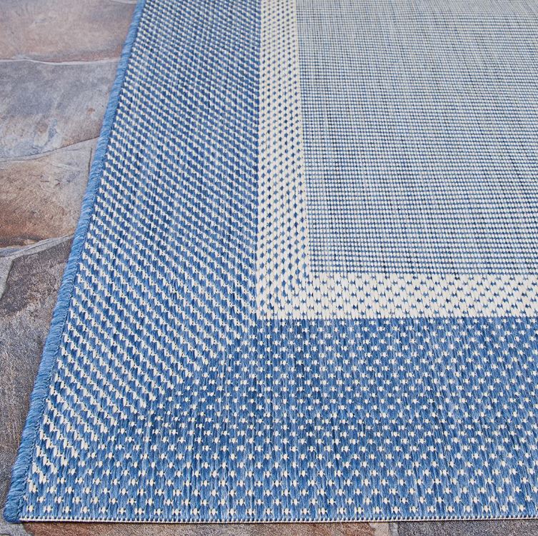 8'6" x 13' Fierce Banda Beige-Blue Indoor/Outdoor Area Rug