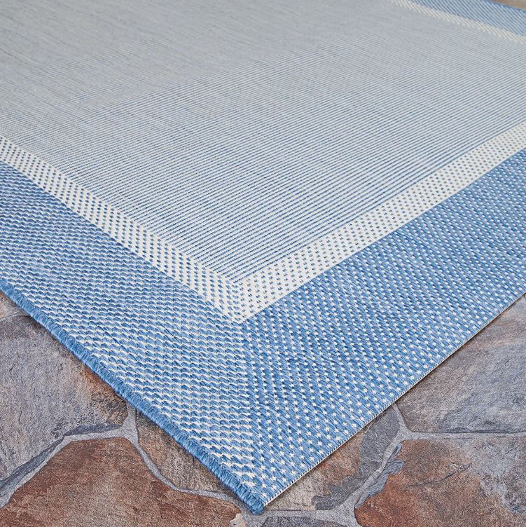 8'6" x 13' Fierce Banda Beige-Blue Indoor/Outdoor Area Rug