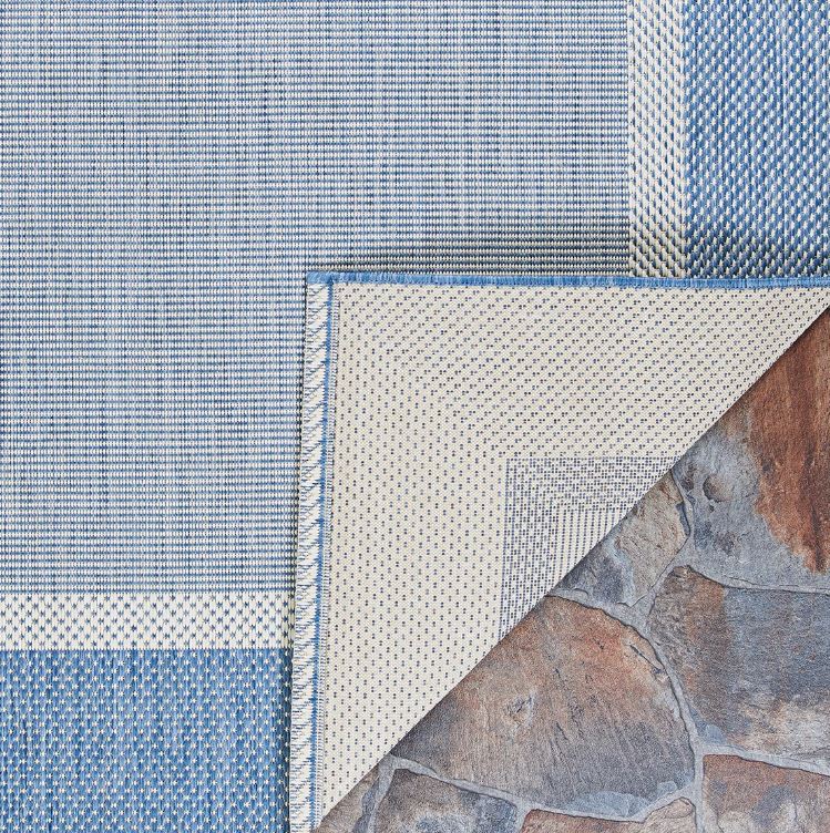 8'6" x 13' Fierce Banda Beige-Blue Indoor/Outdoor Area Rug